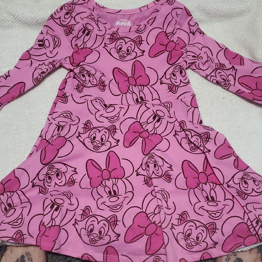 Girls' Pink Minnie Mouse Long-Sleeve Casual Dress